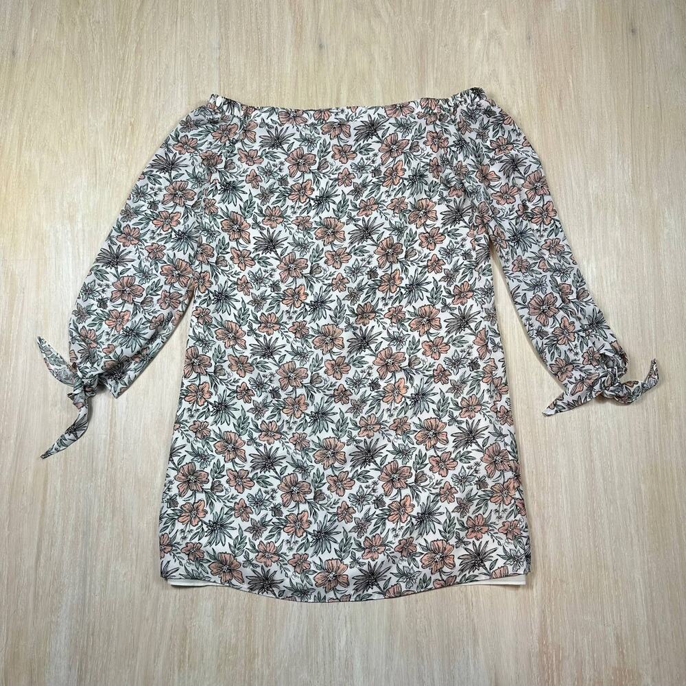 Sam Edelman Off Shoulder Delicate Floral Print Tie Sleeves Casual Brunch Dress 2